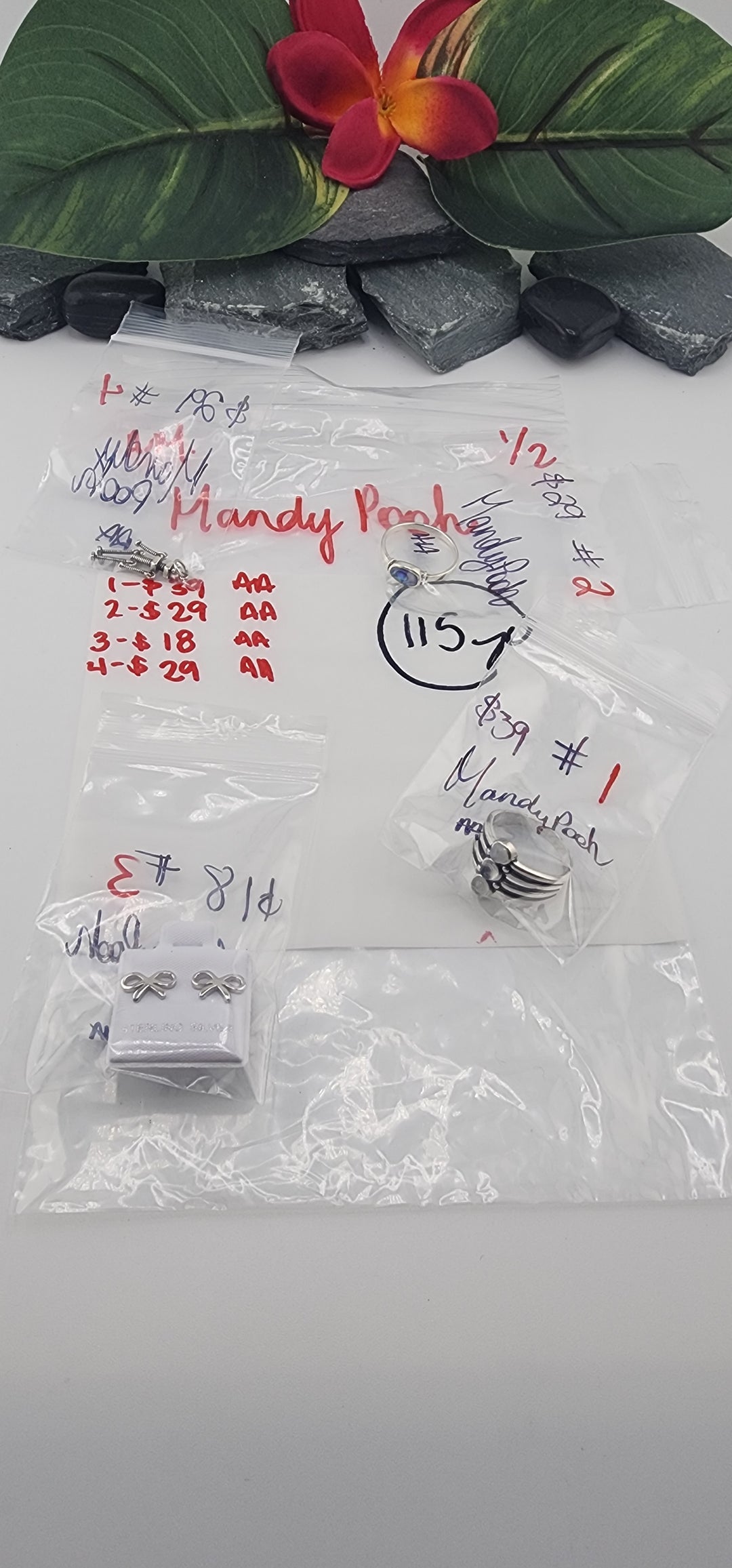 AM SHOW 48HR RESERVED FOR: MandyPooh - 1/2/2026 FL tiktok Live Show - 4 Sterling Silver Items