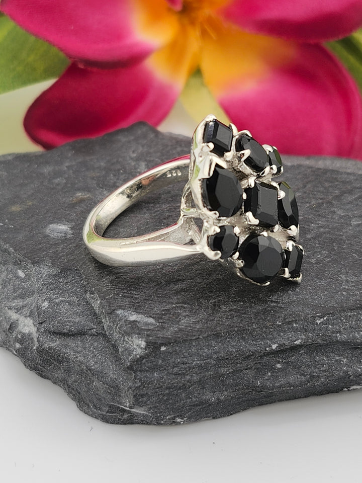 Cluster Black Onyx Ring Size 7