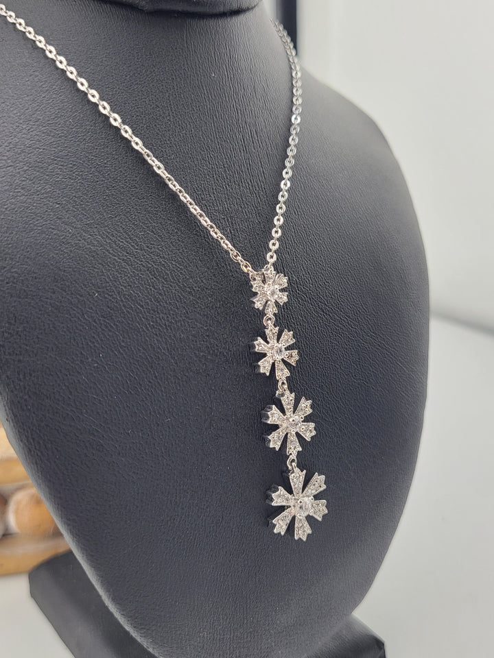 CZ Snowflake Pendant with 18" Adjustable Chain