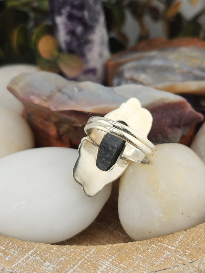 Raw Black Tourmaline 925 Sterling Silver Ring Size 8