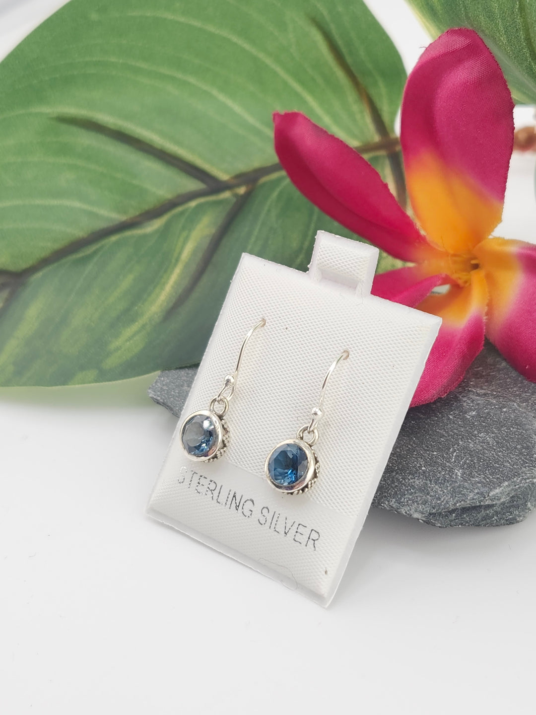 London Blue Round Dangle Earrings