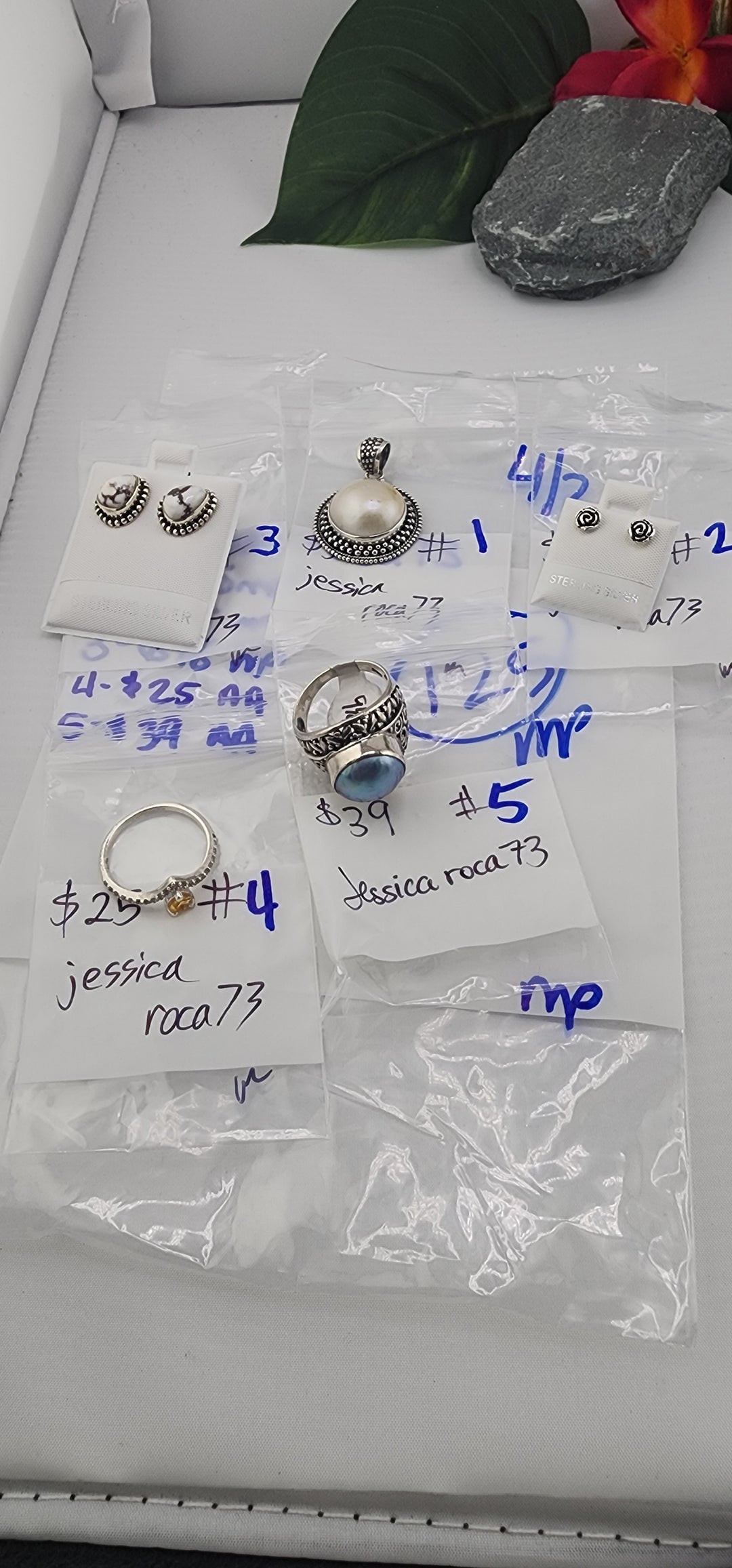 RESERVED FOR: Jessica roca73 - 4/2/2025 Tiktok Live Show - 5 Sterling Silver Items