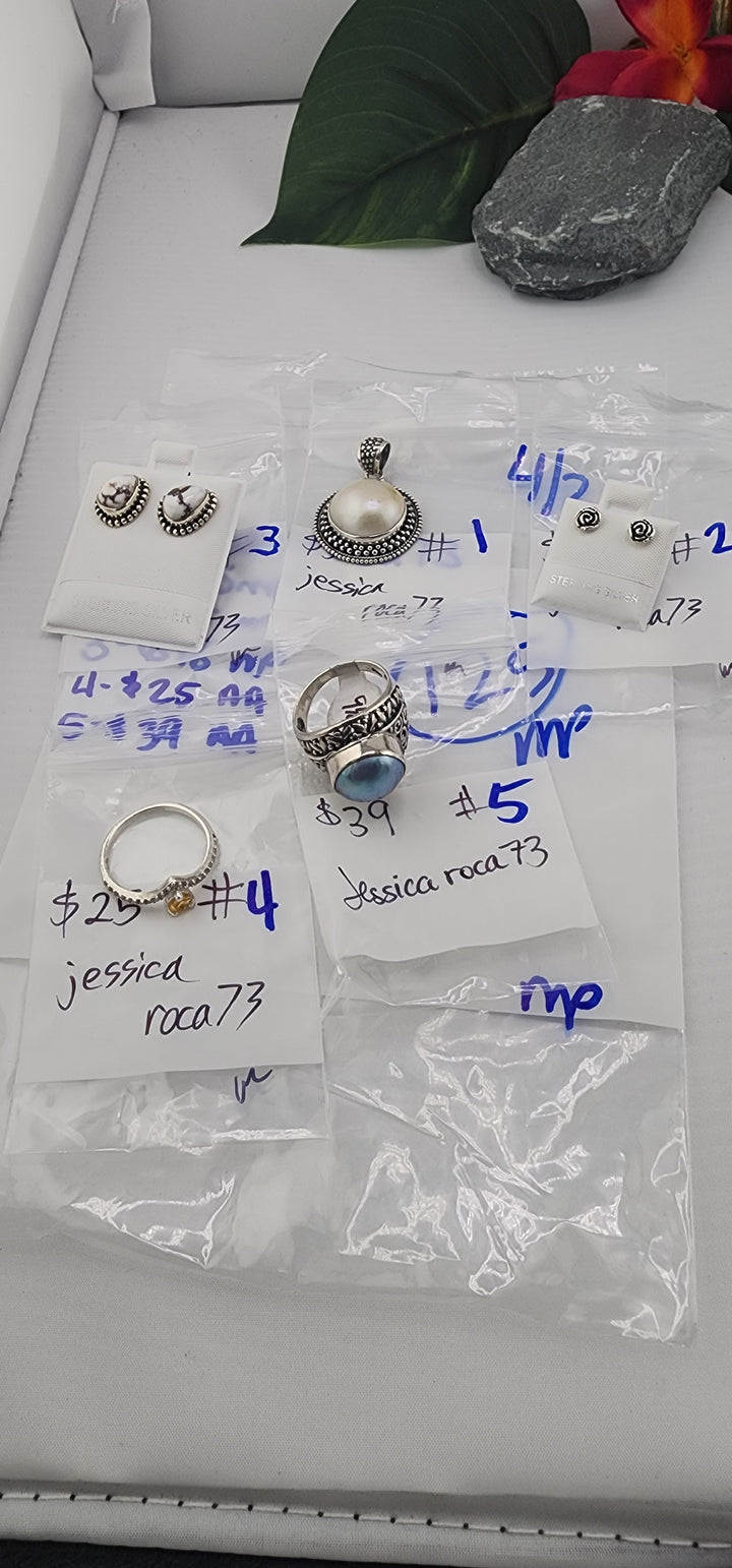 RESERVED FOR: Jessica roca73 - 4/2/2025 Tiktok Live Show - 5 Sterling Silver Items