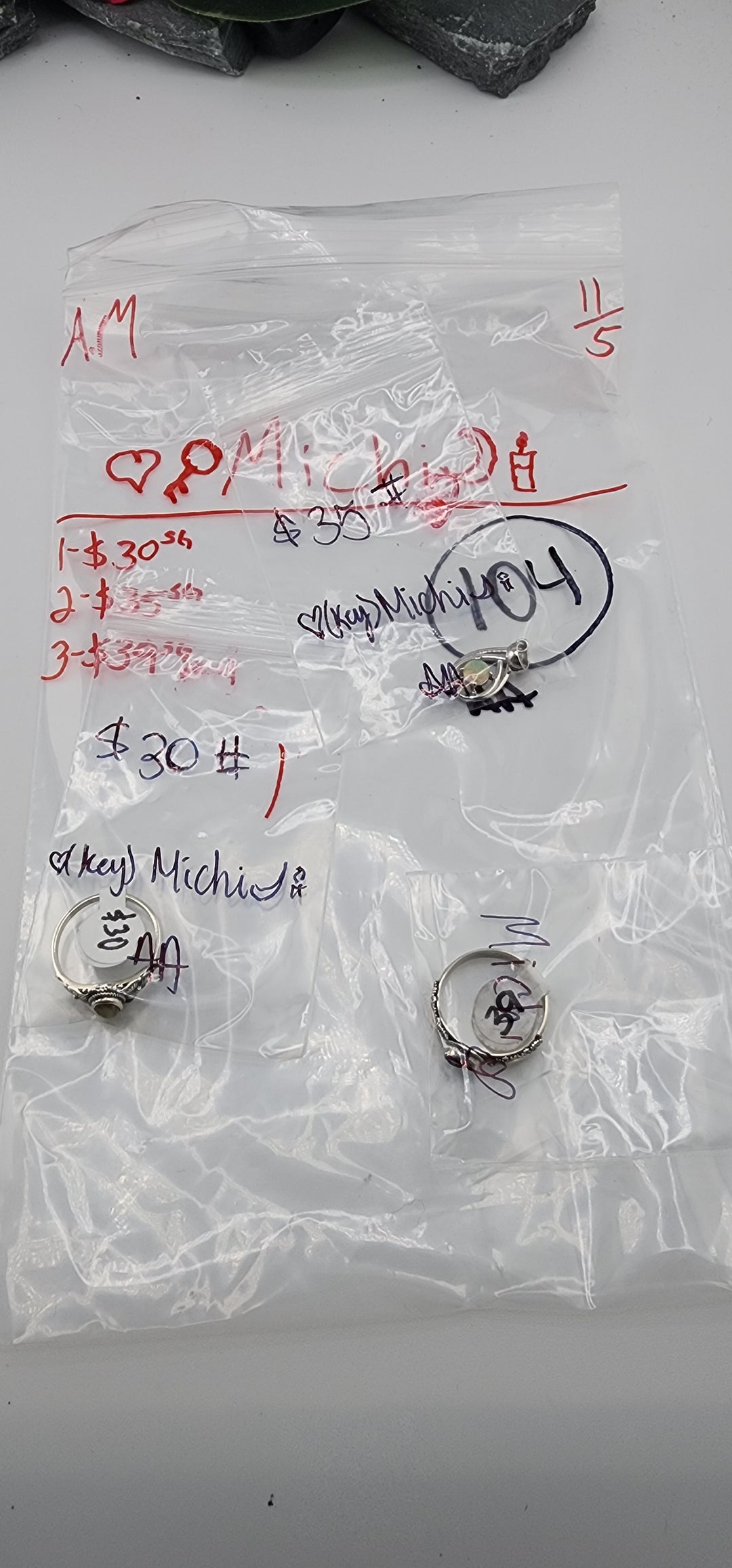 AM SHOW 48HR RESERVED FOR: 🖤🗝️Michi🌙🕯️ - 11/5/2025 FL tiktok Live Show - 3 Sterling Silver Items
