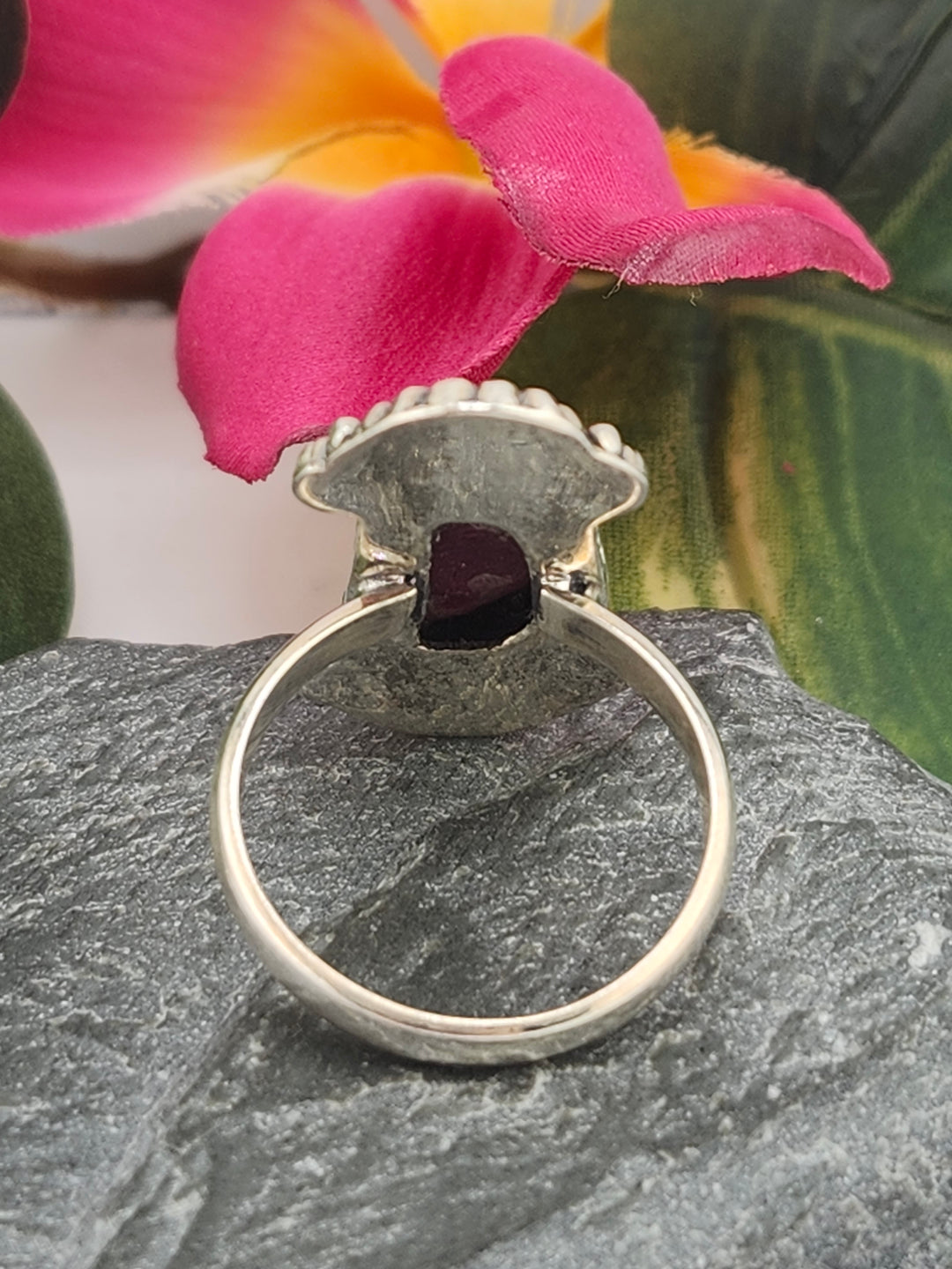 Raw Pink Tourmaline and 925 Sterling Silver Ring - Size 7
