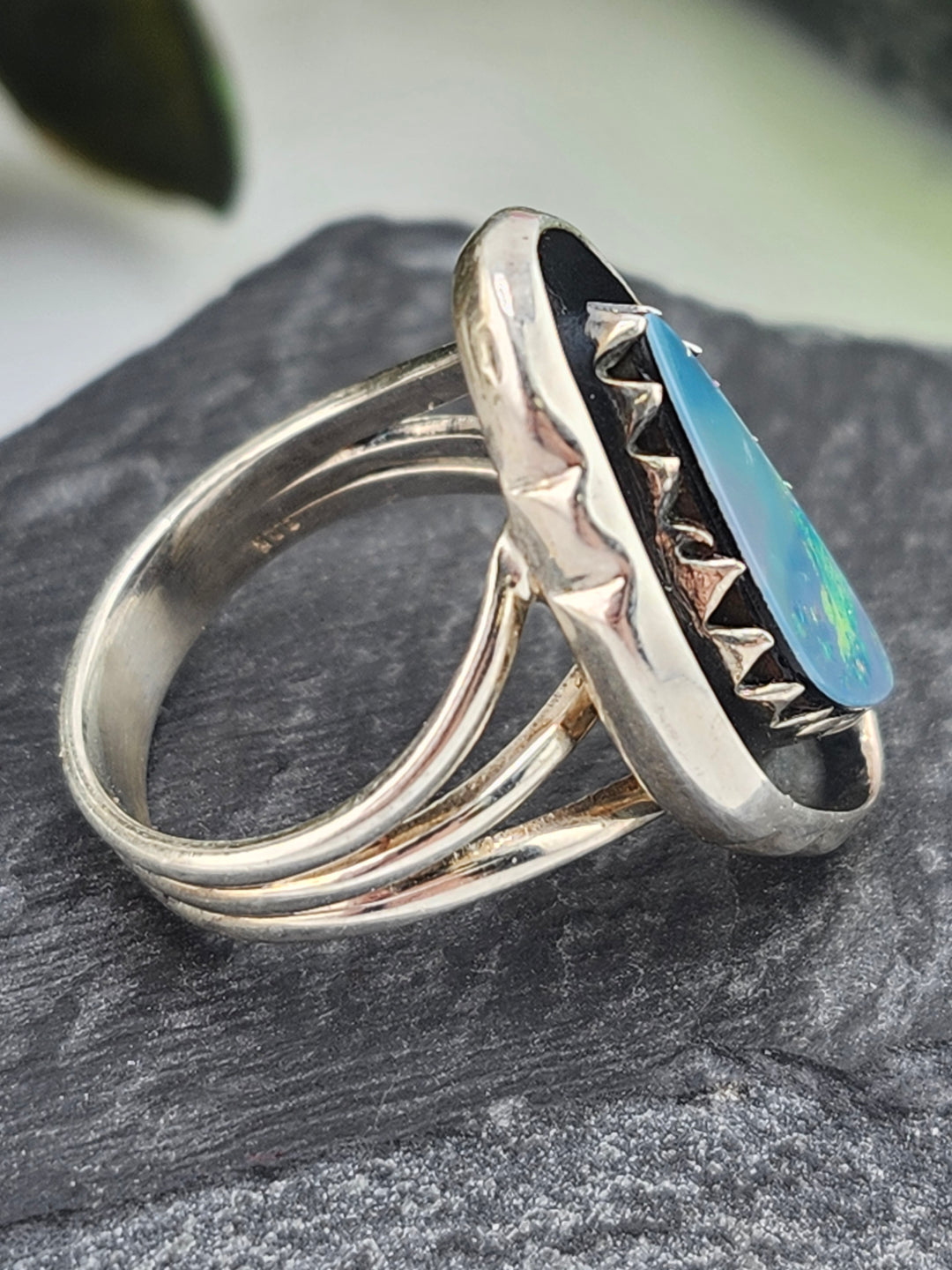 Austrailian Opal Doublet and 925 Sterling Silver Ring - Size 6.25