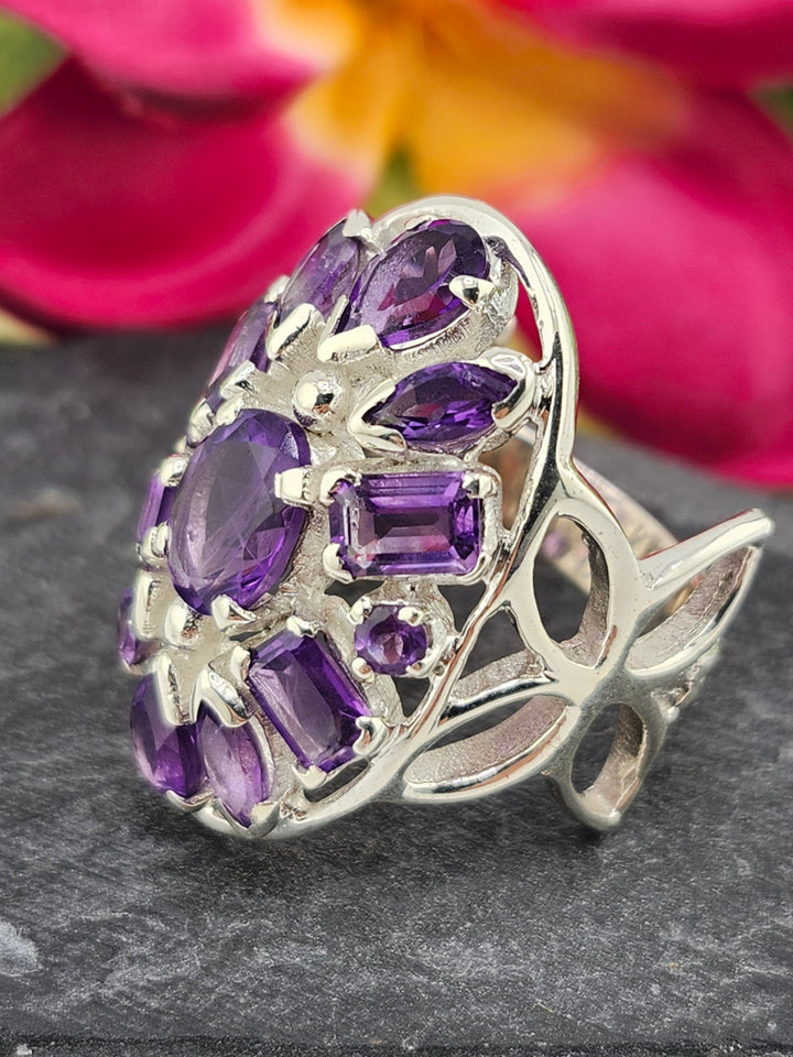 Cluster Amethyst Ring Size 8