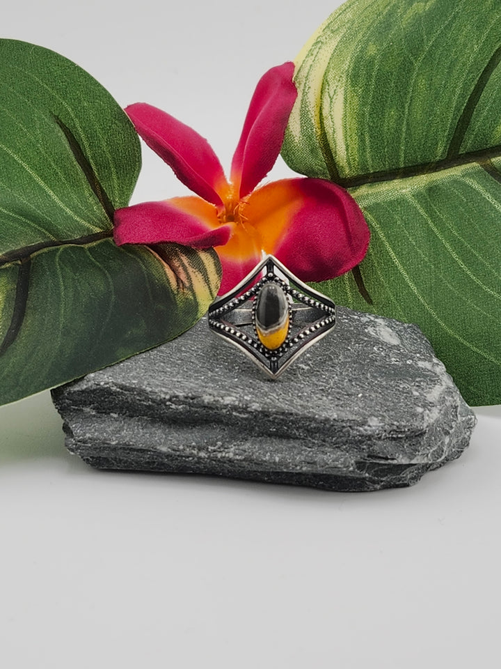 Oxidized Marquee Bumblebee Jasper Ring Size 10.5