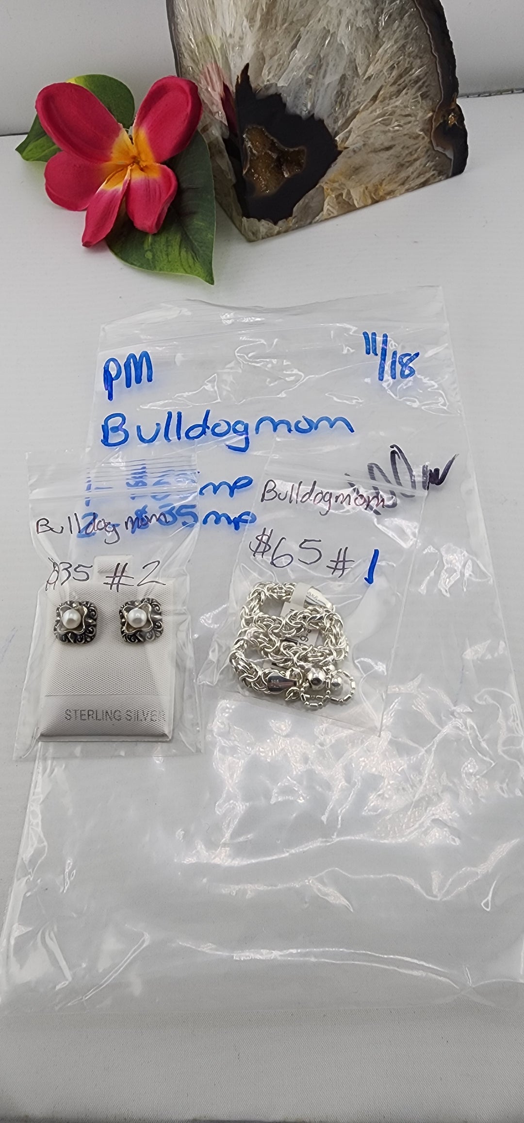 PM SHOW 48HR - RESERVED FOR: Bulldogmom - 11/18/2025 tiktok Live Show - 2 Sterling Silver Items