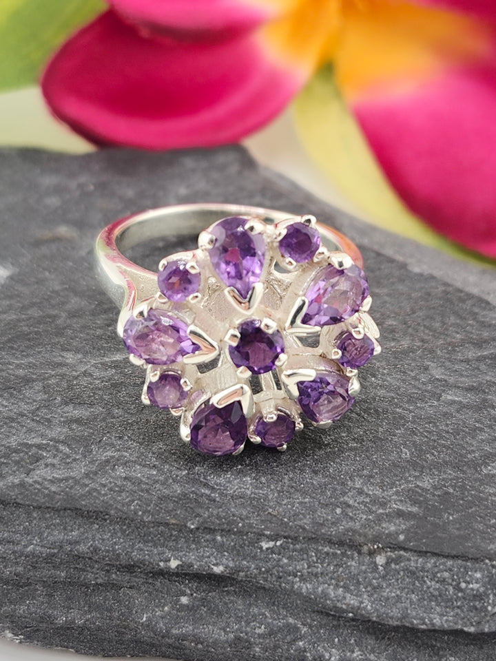 Cluster Amethyst Ring Size 8.5