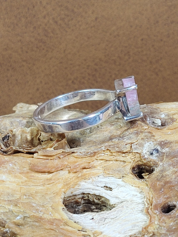 Natural Watermelon Tourmaline 925 Sterling Silver Ring - Size 5 1/4