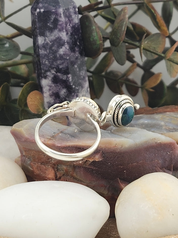 Black Ethiopian Opal & 925 Sterling Silver Lockett Ring Size 10