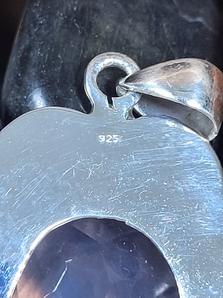 Natural Lavender Quartz 925 Sterling Silver Rose Cut Pendant - 1 3/4"