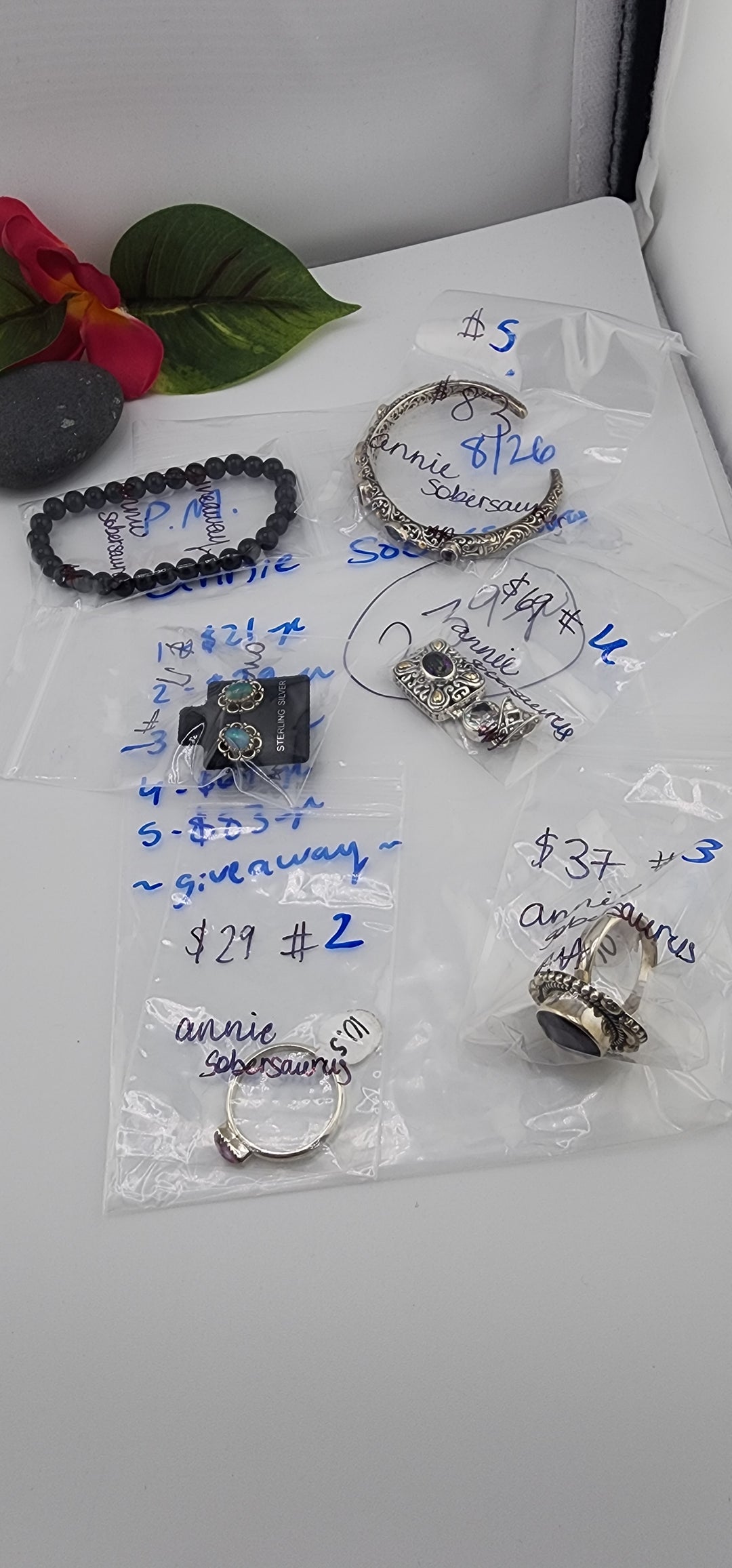 PM SHOW 48HR - RESERVED FOR: annie sobersaurus - 8/26/2025 FL tiktok Live Show - 6 Sterling Silver Items