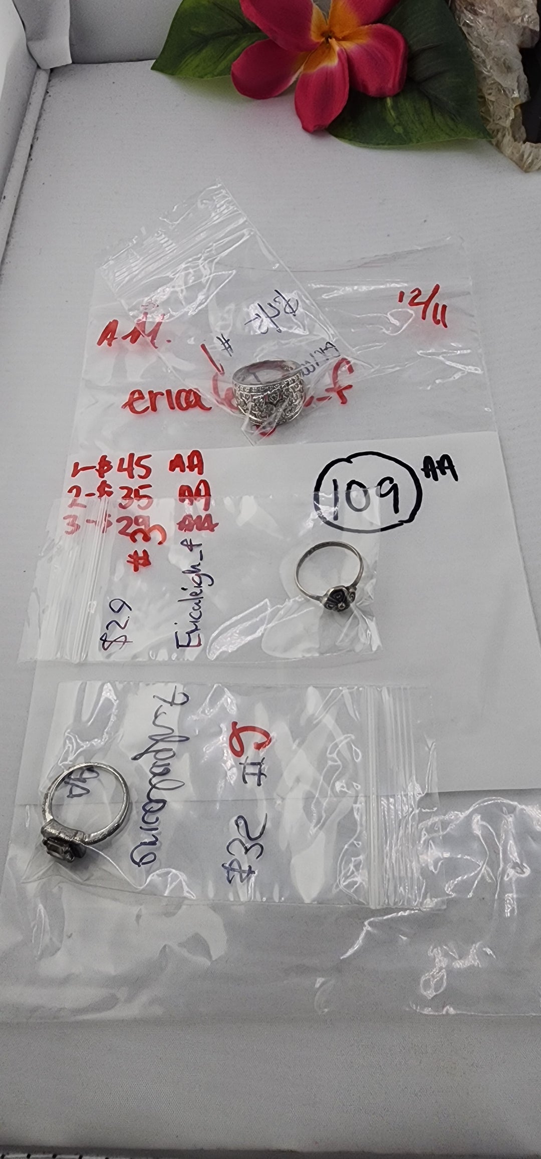 AM SHOW 48HR RESERVED FOR: ericaleigh_f - 12/11/2025 FL tiktok Live Show - 3 Sterling Silver Items