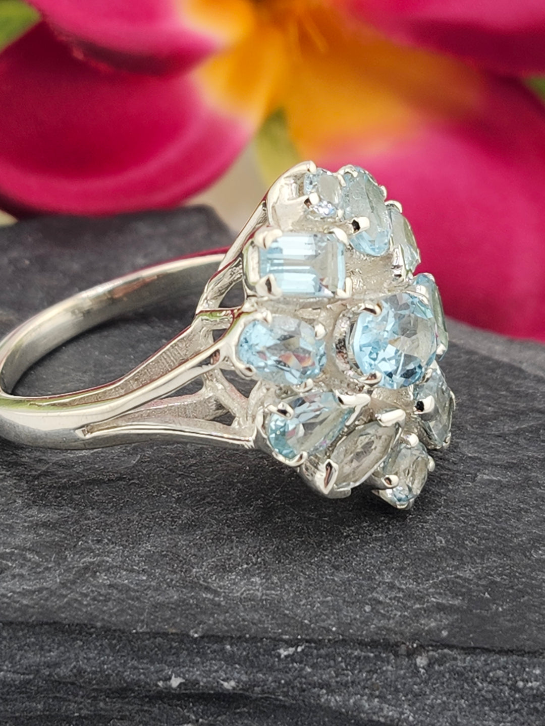 Cluster Topaz Ring Size 10