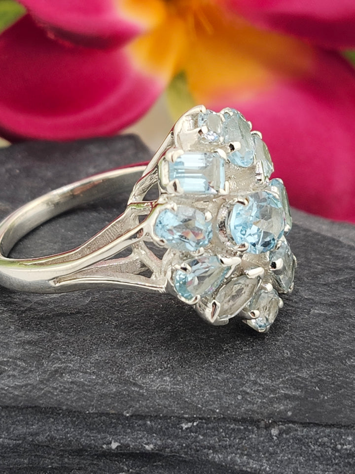 Cluster Topaz Ring Size 10