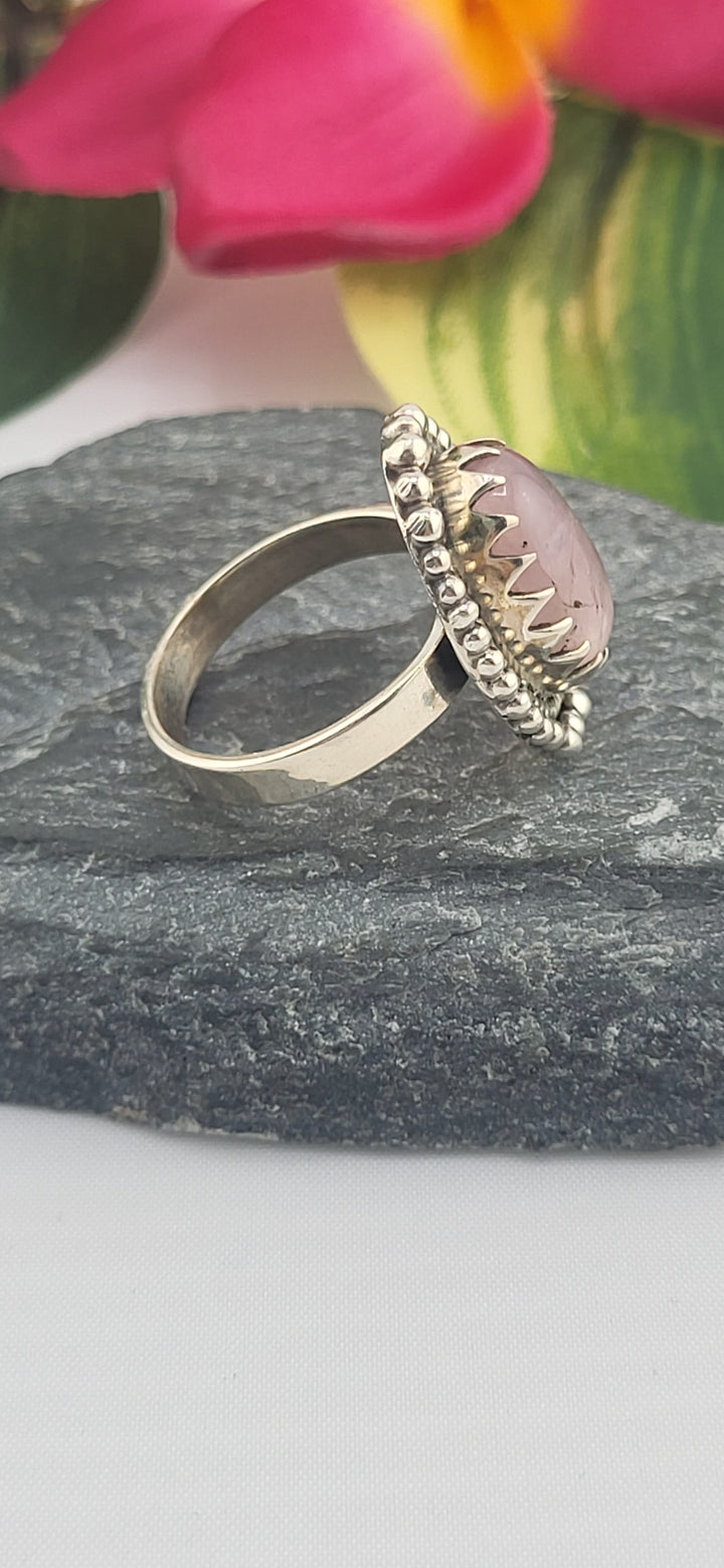 Morganite and 925 Sterling Silver Ring Size 6.5