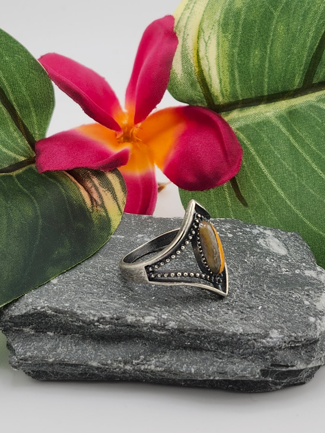 Oxidized Marquee Bumblebee Jasper Ring Size 9.5