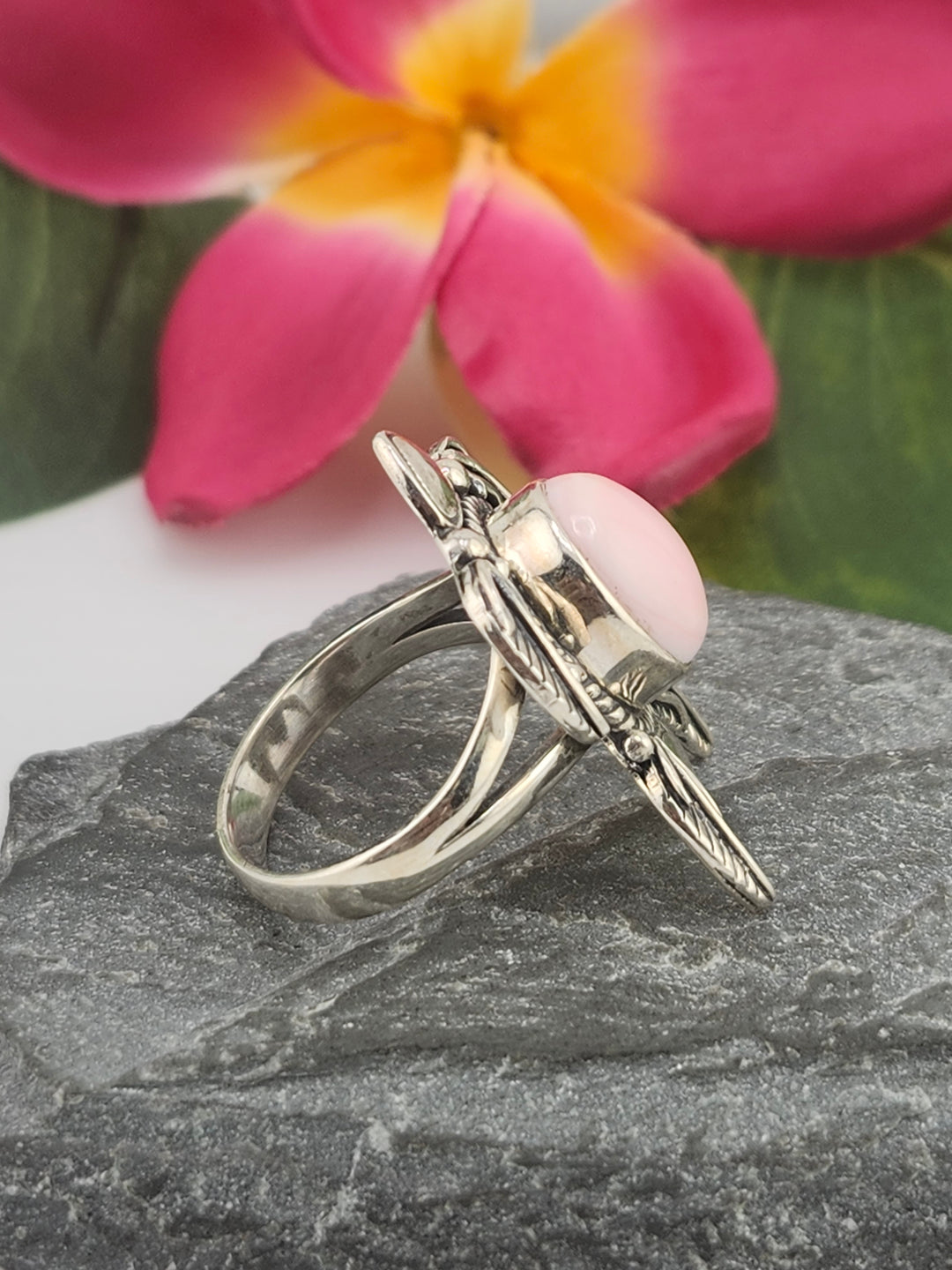 Queen Conch & 925 Sterling Silver Turtle Ring Size 8