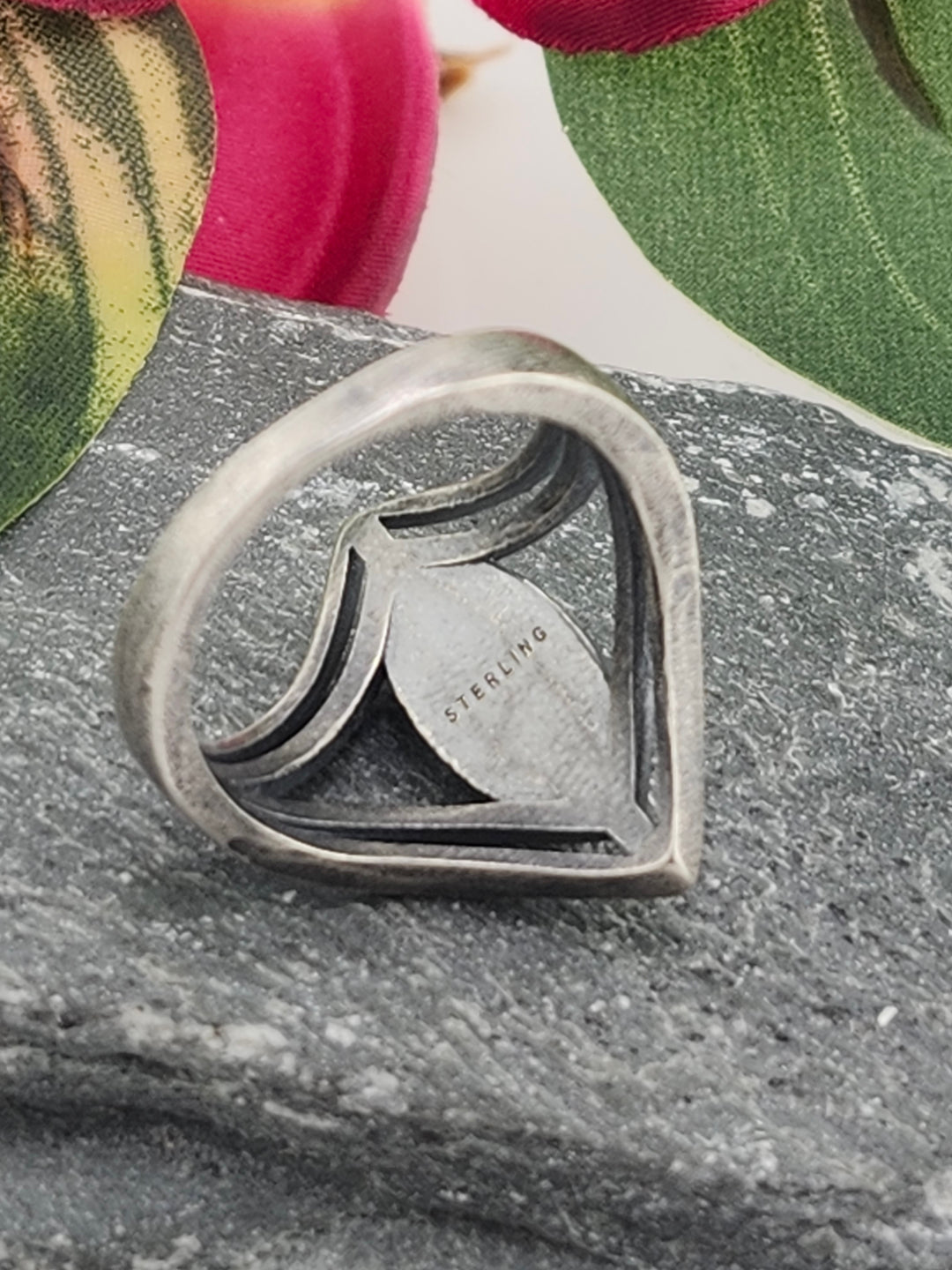 Oxidized Marquee Turquoise Ring Size 8