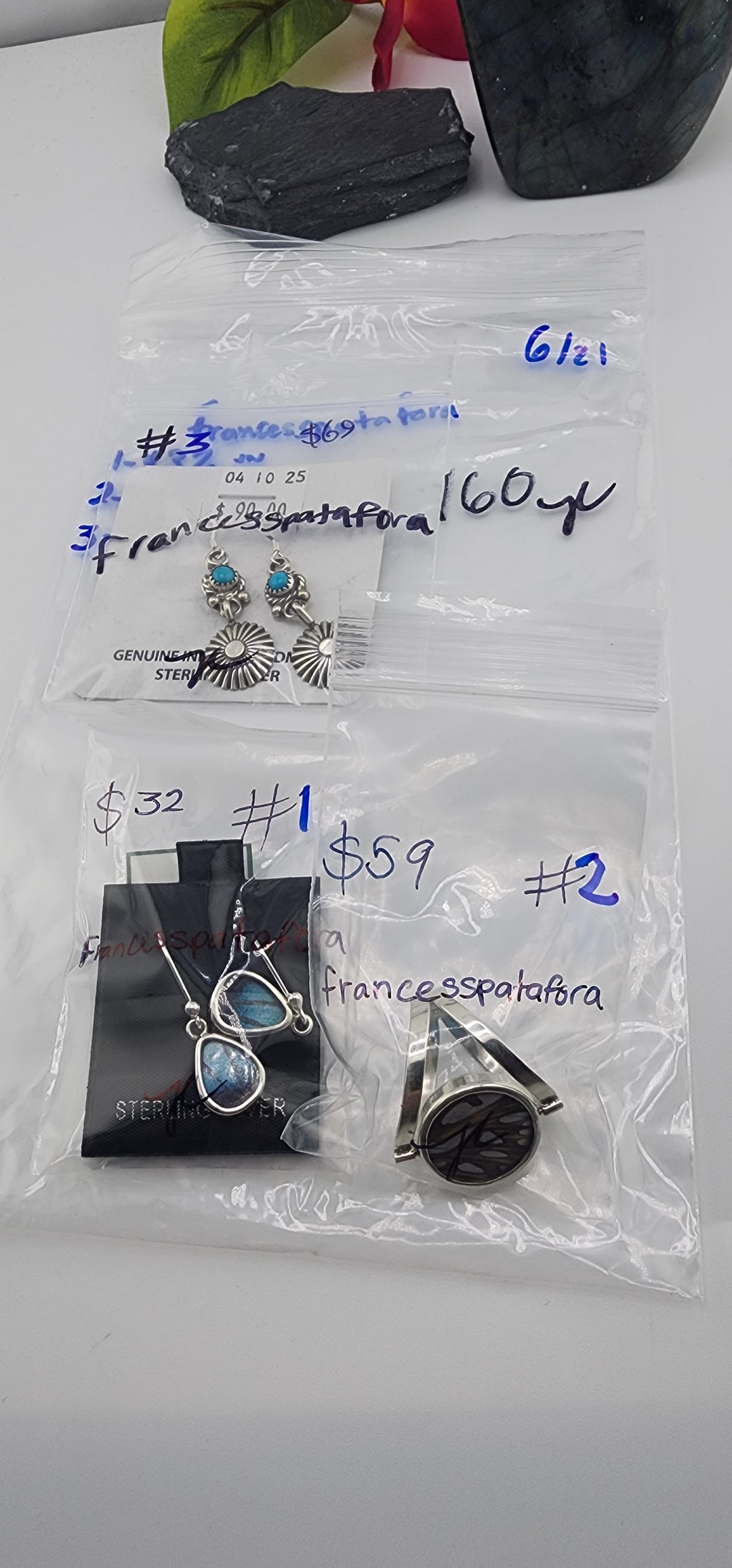 48HR - RESERVED FOR:  francesspatafora- 6/21/2025 FL tiktok Live Show - 3 Sterling Silver Items