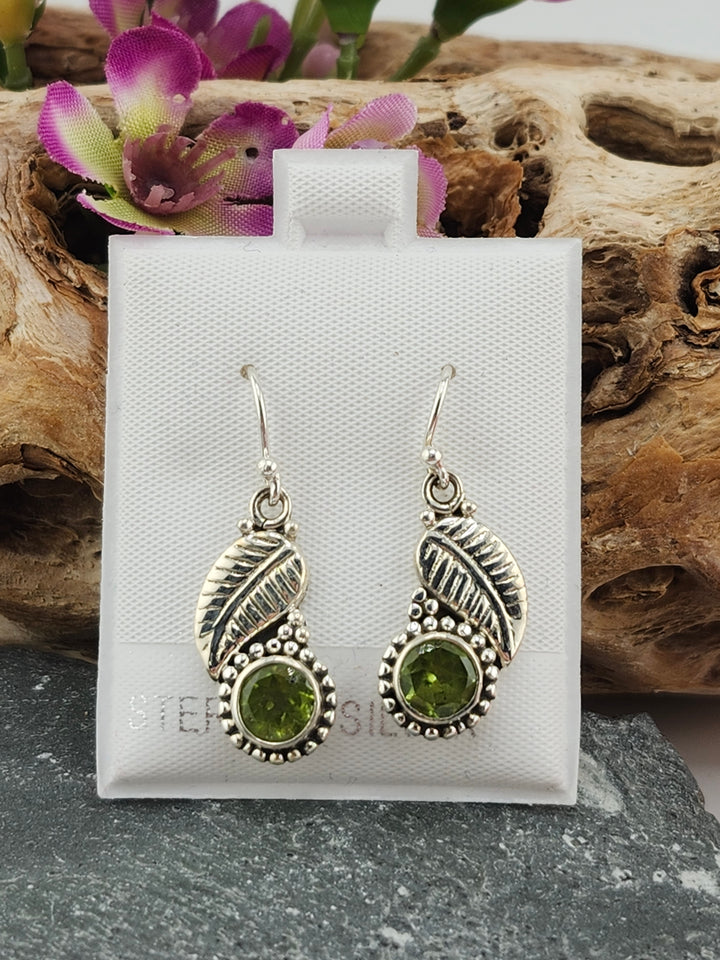 Round Peridot Dangle Earrings
