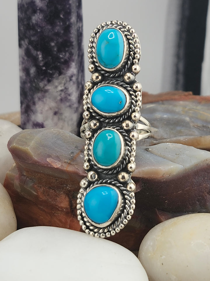 Turquoise & 925 Sterling Silver Ring Size 6