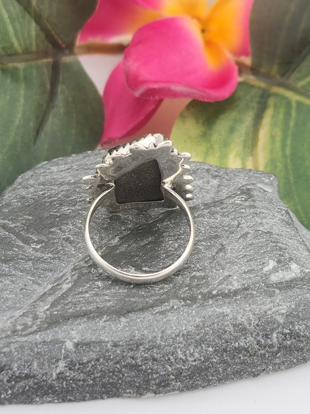 Titanium Druzy 925 Sterling Silver Ring Size 6