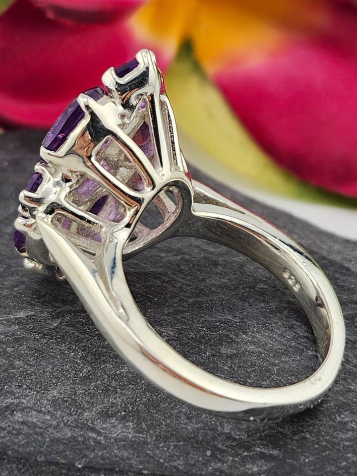 Cluster Amethyst Ring Size 9.5