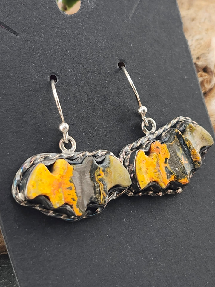 Bumblebee Jasper Bat Dangle Earrings