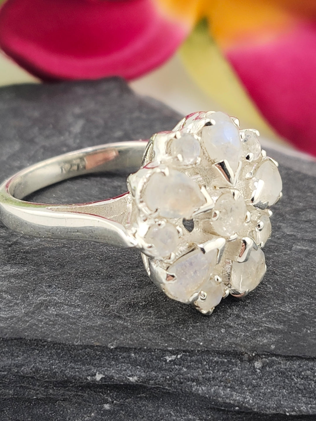 Cluster Moonstone Ring Size 8