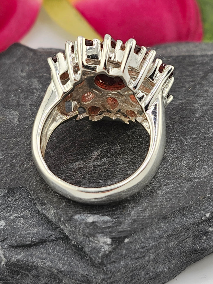 Cluster Garnet Ring Size 6