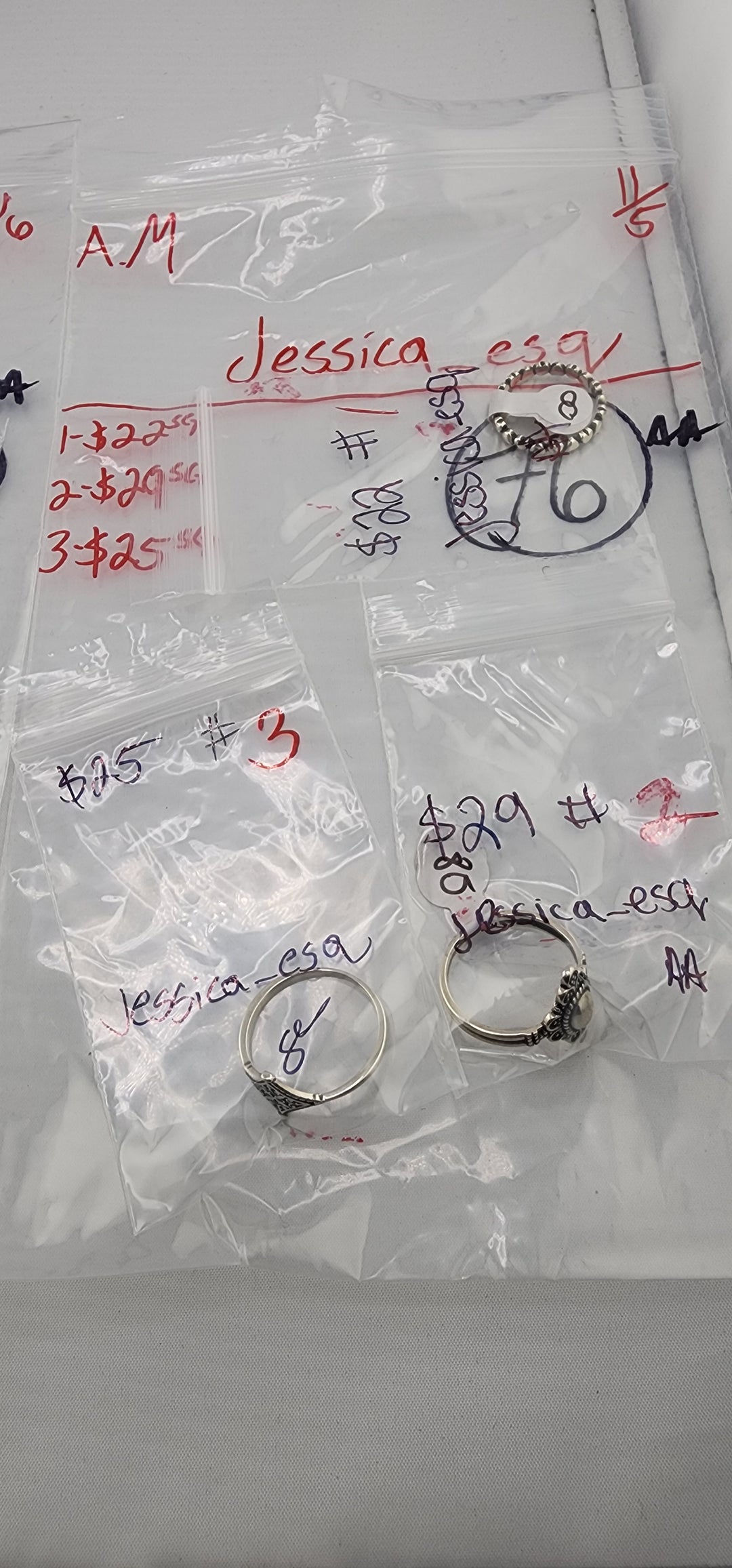 AM SHOW 48HR RESERVED FOR: Jessica_esq - 11/5/2025 FL tiktok Live Show - 3 Sterling Silver Items