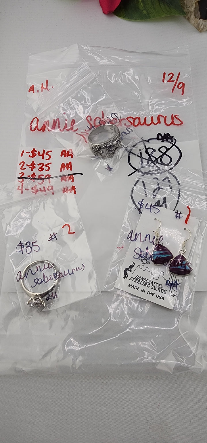 AM SHOW 48HR RESERVED FOR: annie sobersaurus - 12/9/2025 FL tiktok Live Show - 3 Sterling Silver Items