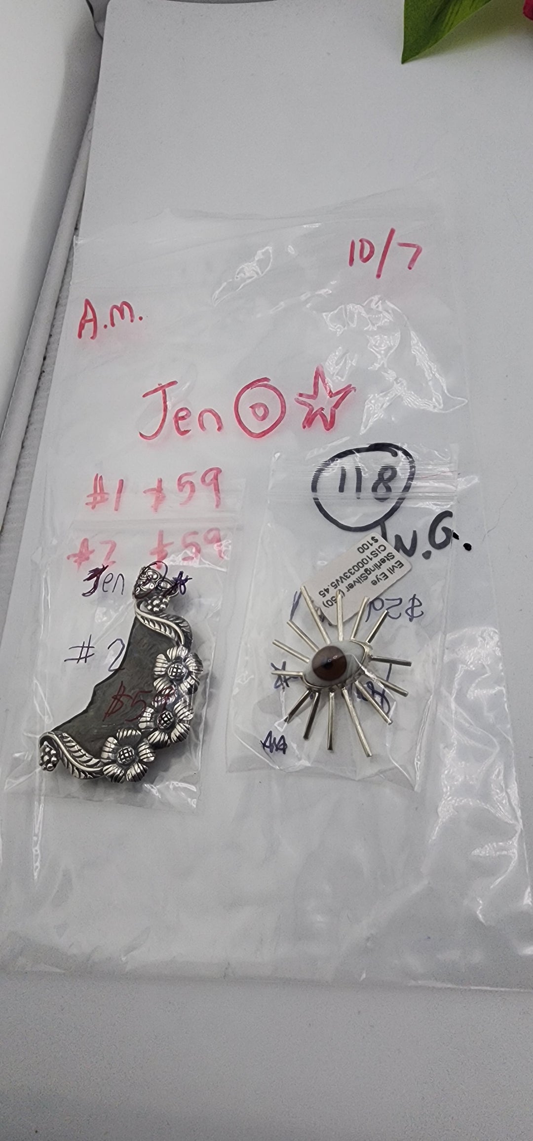 AM SHOW 48HR RESERVED FOR: Jen 🧿⭐️   - 10/7/2025 FL tiktok Live Show -   2 Sterling Silver Items