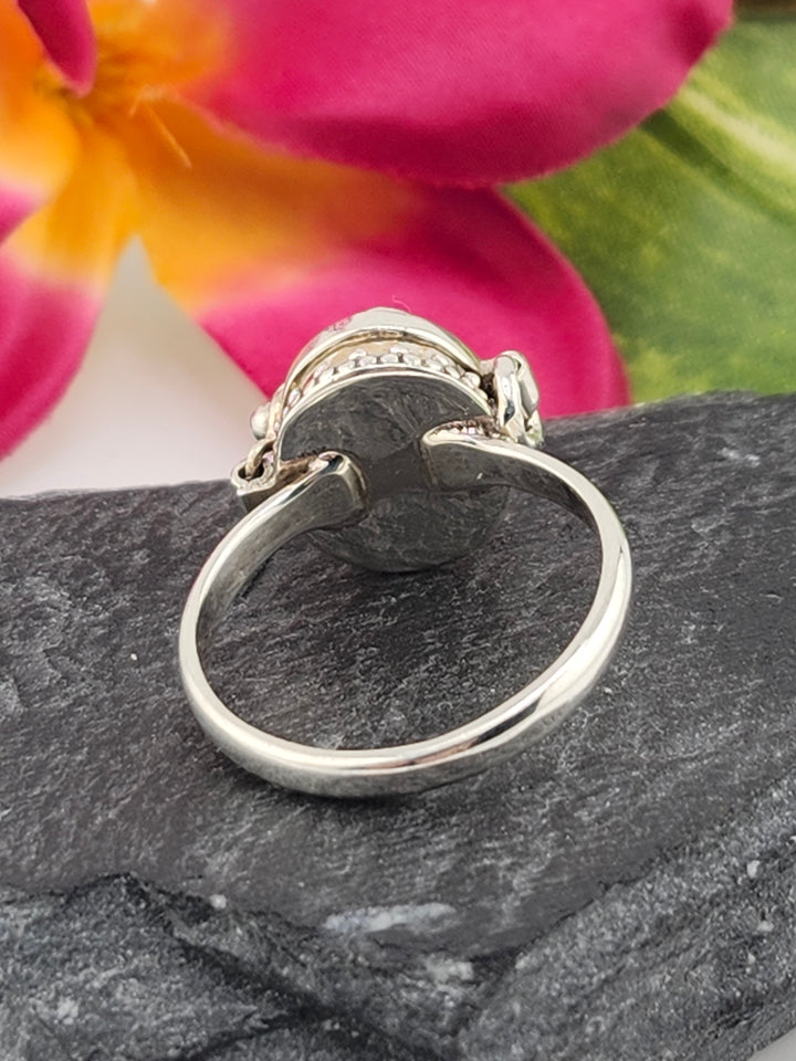 Rose Quartz and 925 Sterling Silver Locket Ring - Size 10