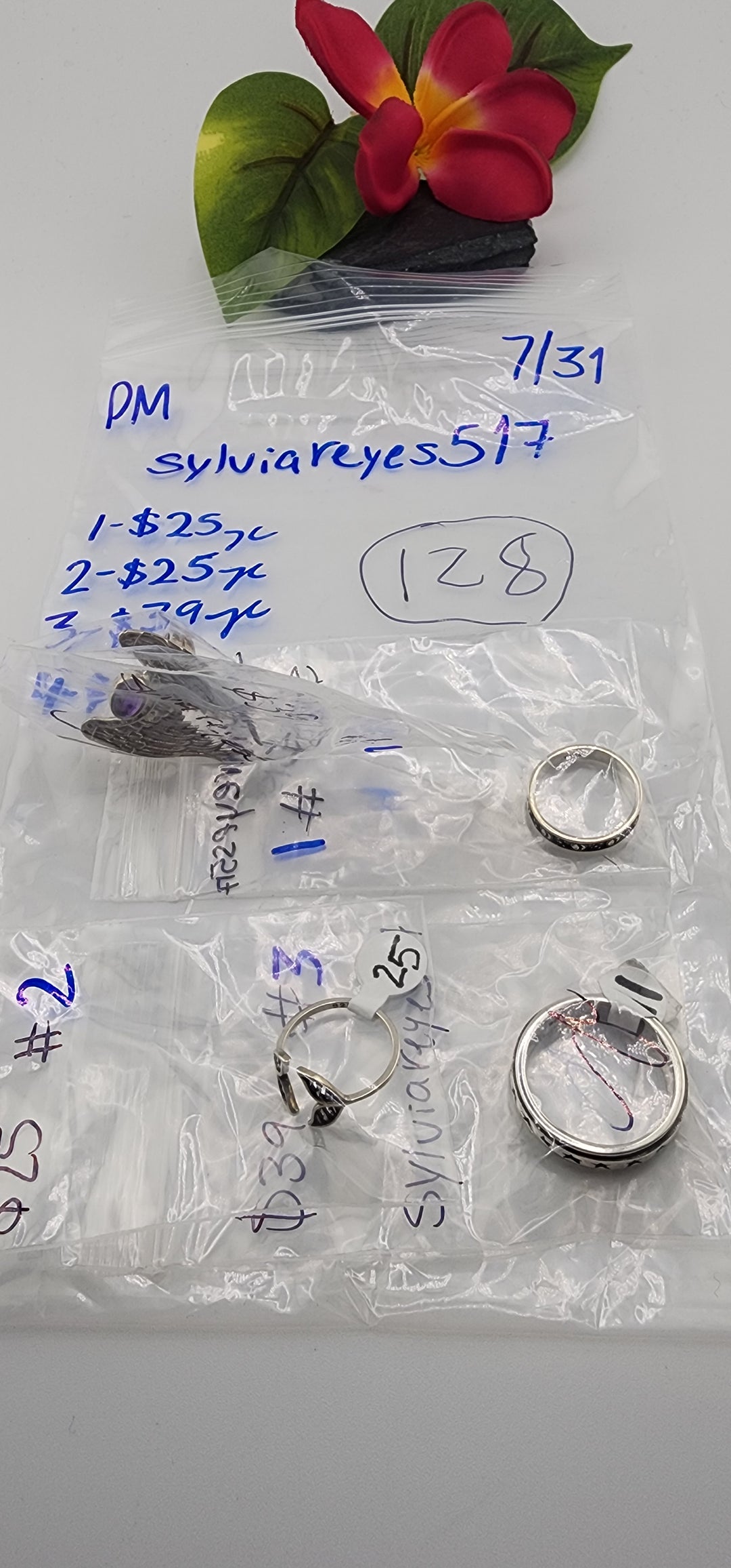 PM SHOW 48HR - RESERVED FOR: syvliareyes517  - 7/31/2025 FL tiktok Live Show - 4 Sterling Silver Items