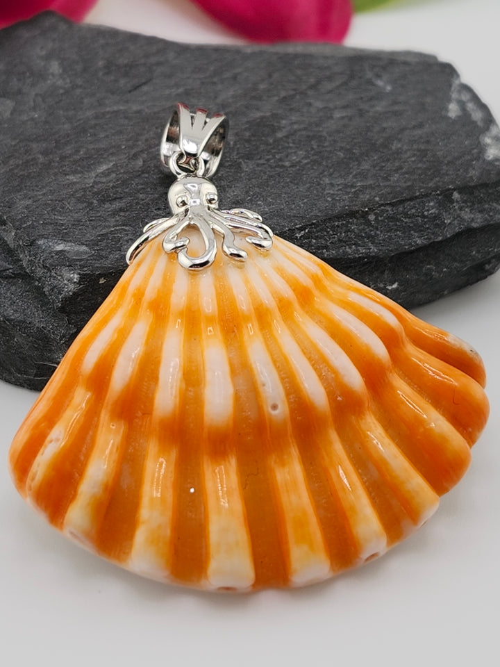 Carved Spiny Oyster Sea Shell Pendant