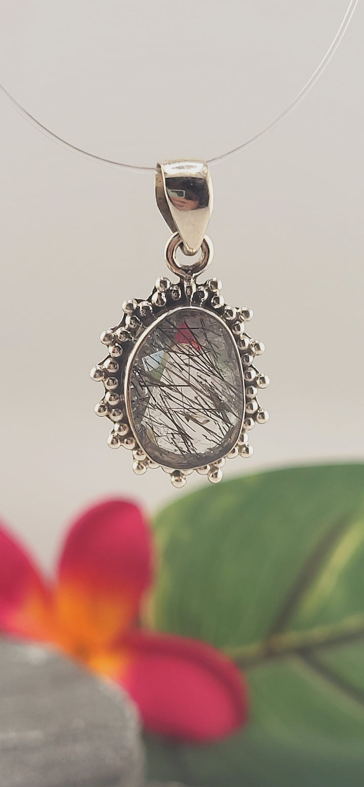 Rutilated Quartz sterling silver 925 pendant