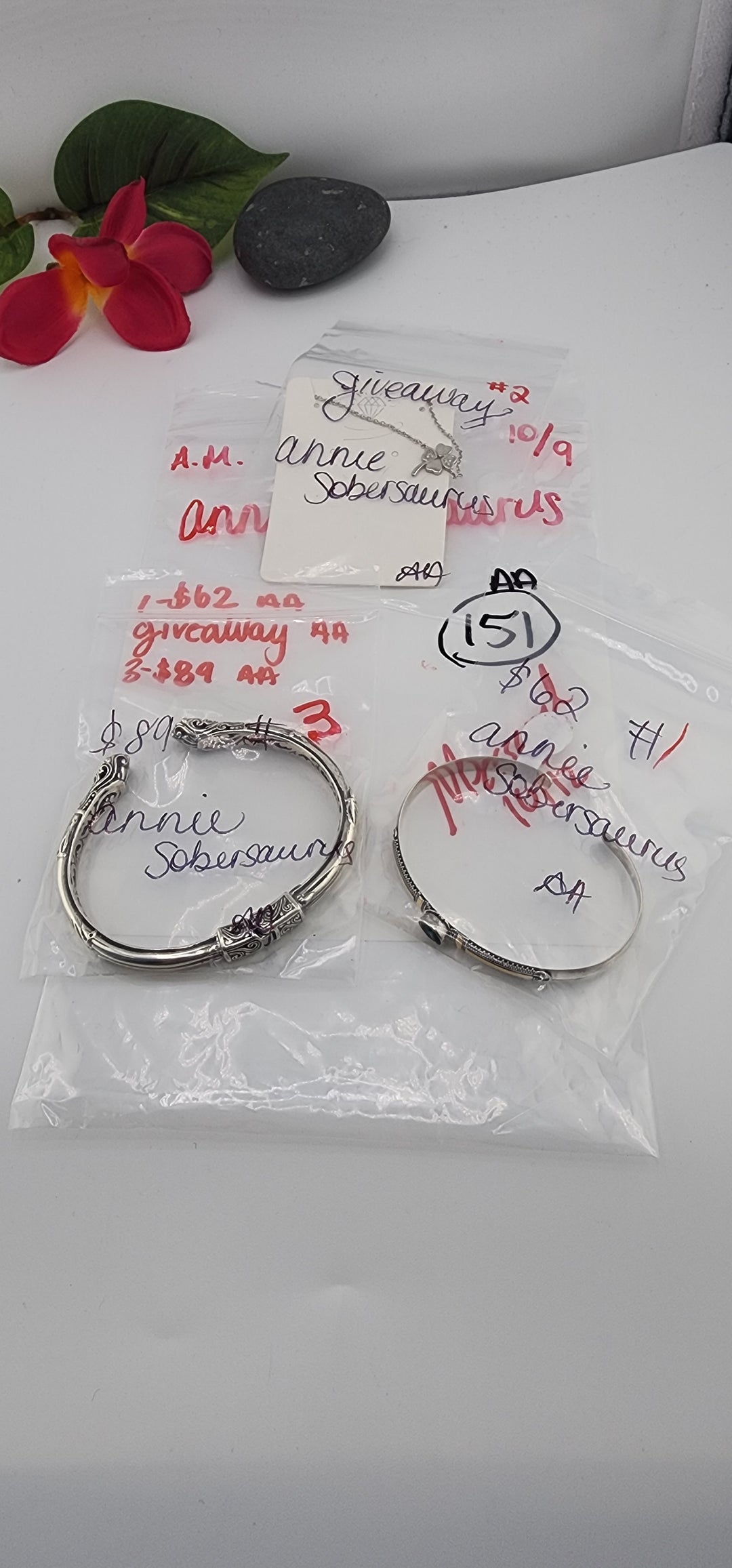 AM SHOW 48HR RESERVED FOR: annie sobersaurus   - 10/9/2025 FL tiktok Live Show -  3 Sterling Silver Items