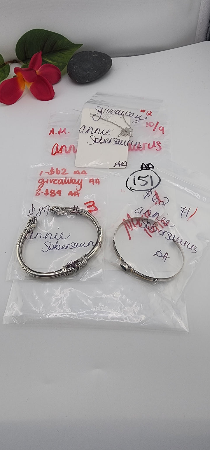 AM SHOW 48HR RESERVED FOR: annie sobersaurus   - 10/9/2025 FL tiktok Live Show -  3 Sterling Silver Items