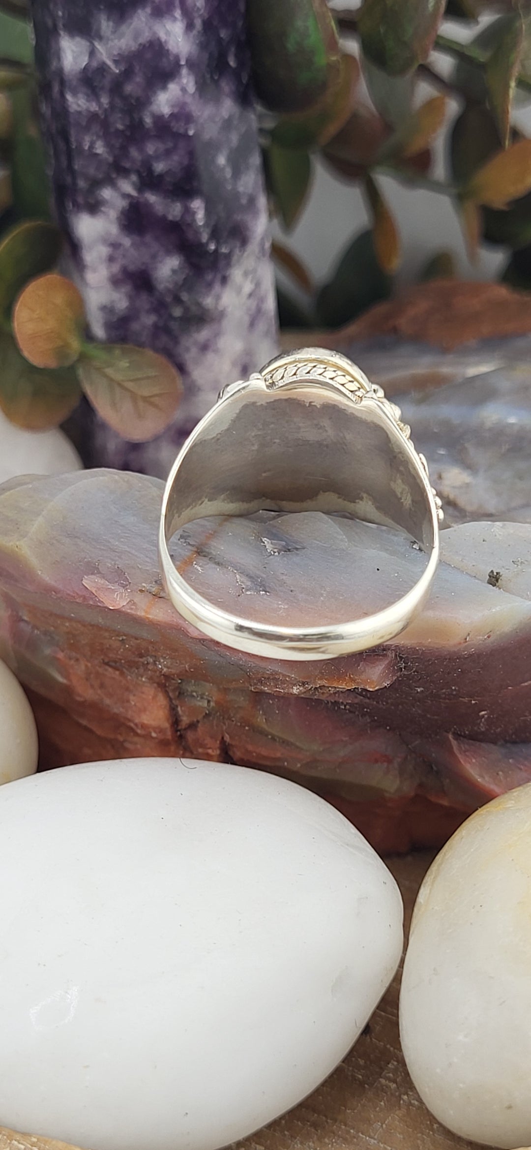 Peridot & 925 Sterling Silver Lockett Ring Size 10¼