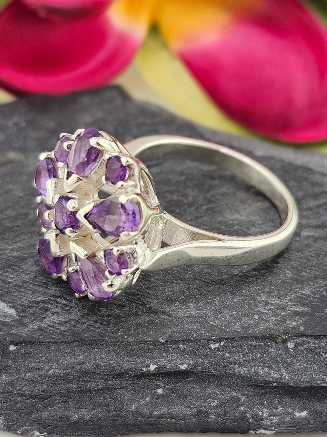 Cluster Amethyst Ring Size 8.5