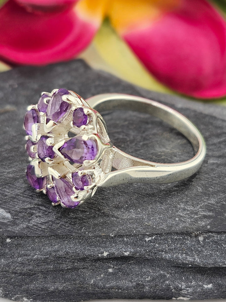 Cluster Amethyst Ring Size 8.5