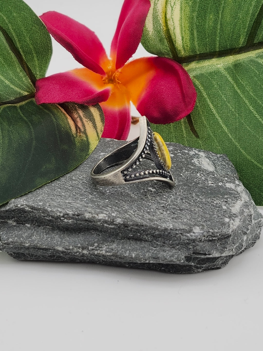 Oxidized Marquee Bumblebee Jasper Ring Size 8.25