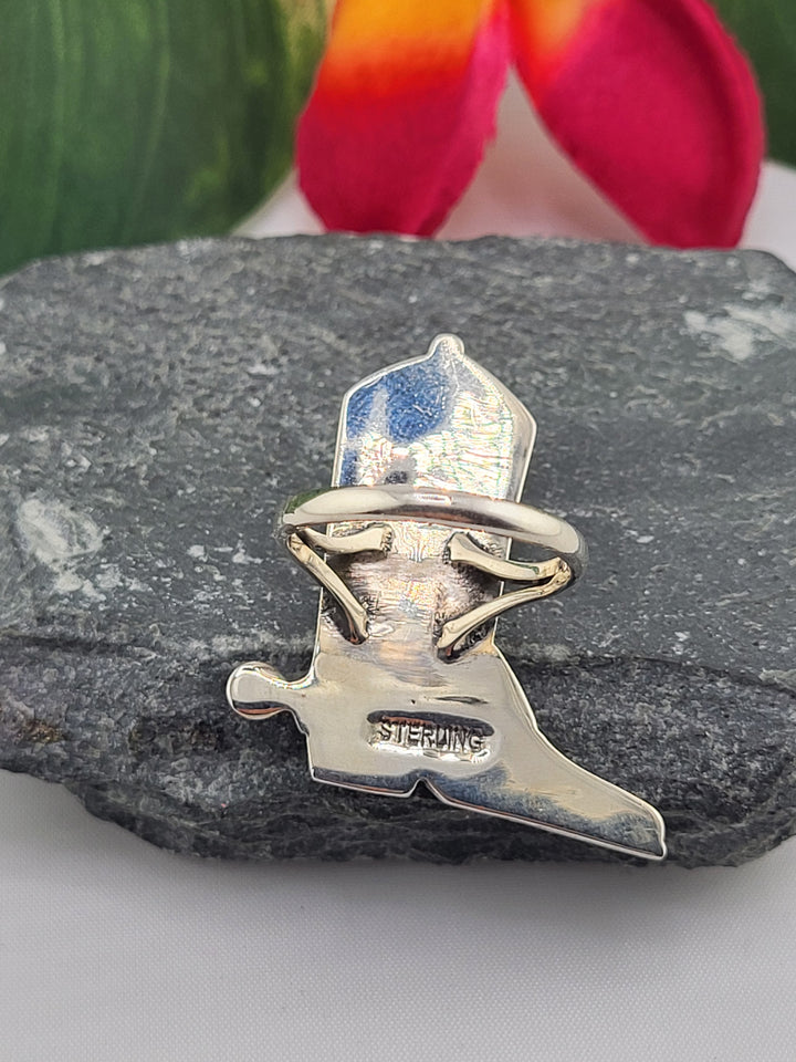 Queen Conch & Turquoise Cowboy Boot Ring Size 8