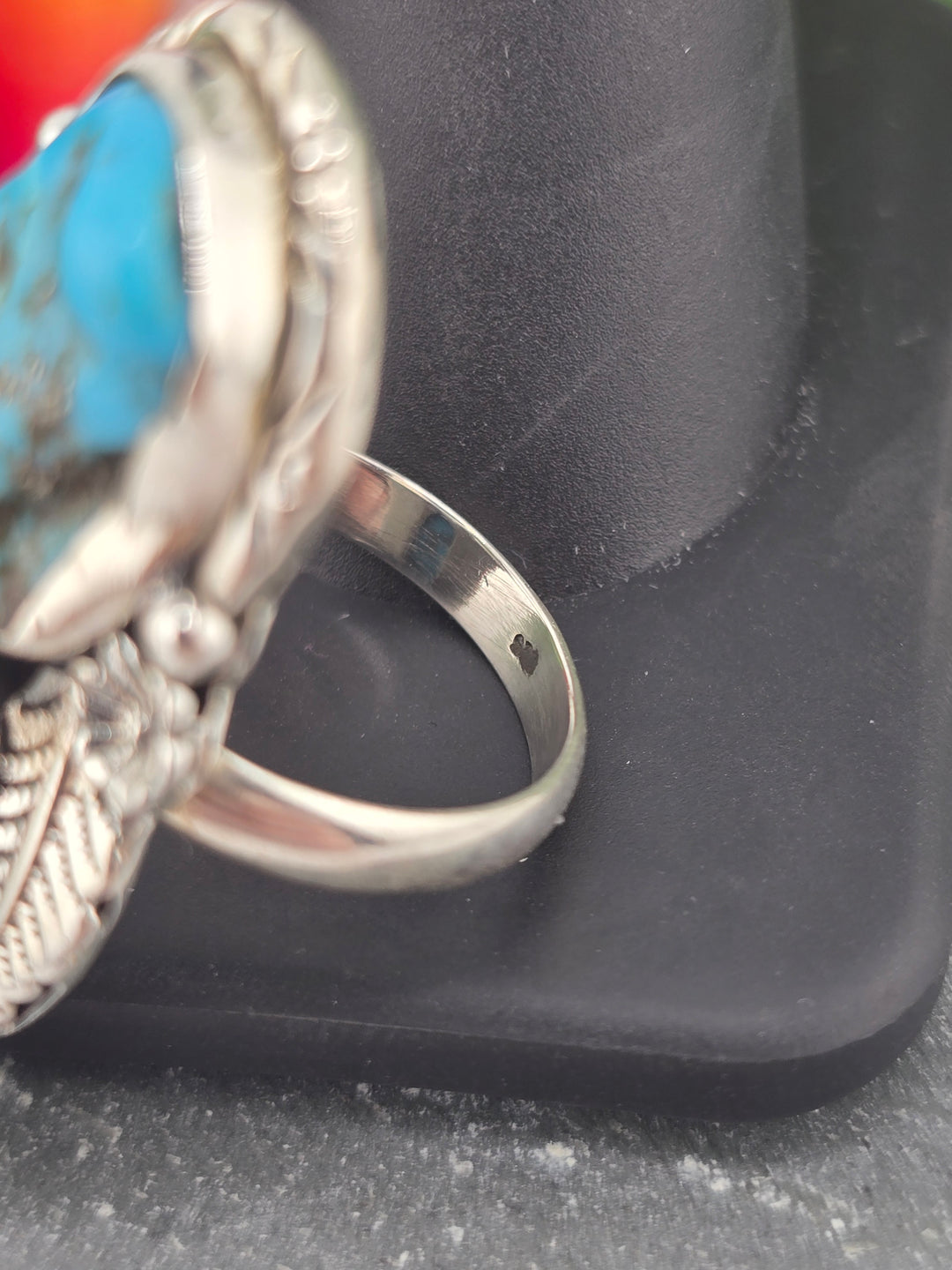 Double stone Kingman Turquoise sterling silver 925 ring size 7