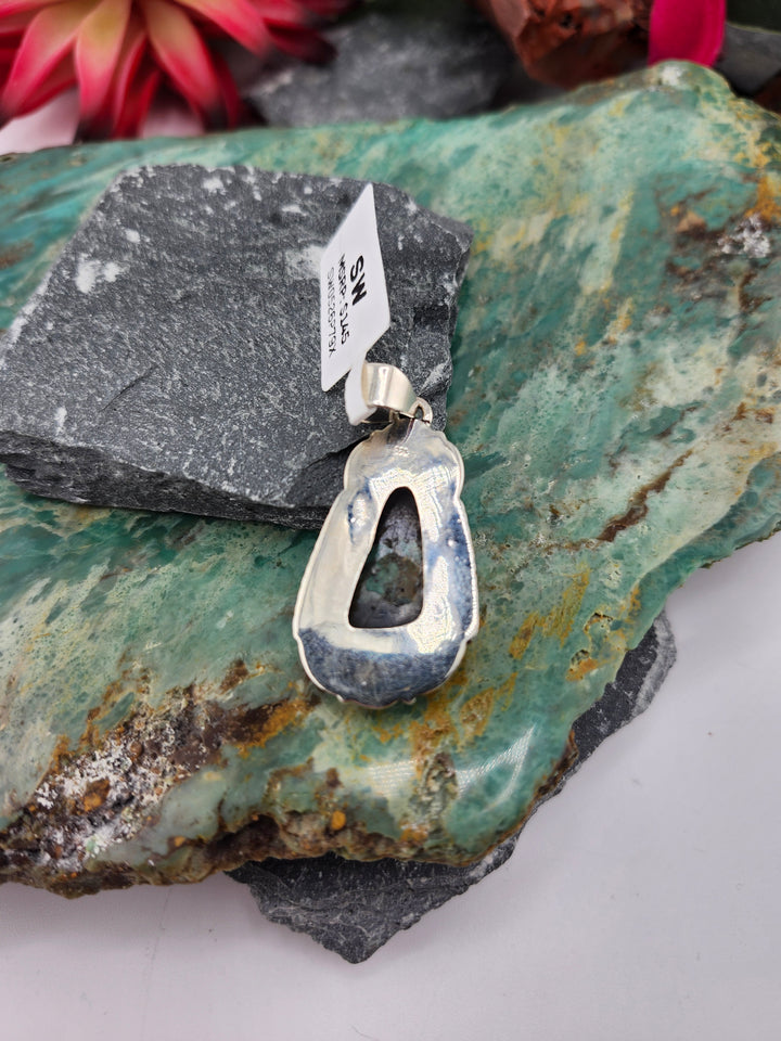 Southwest 925 Sterling Silver Midnight Turquoise Pendant