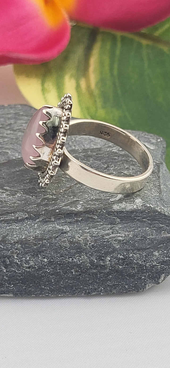 Morganite and 925 Sterling Silver Ring Size 6.5